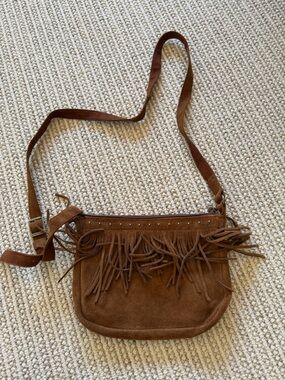 Minnetonka Brown Suede Fringe Crossbody Bag